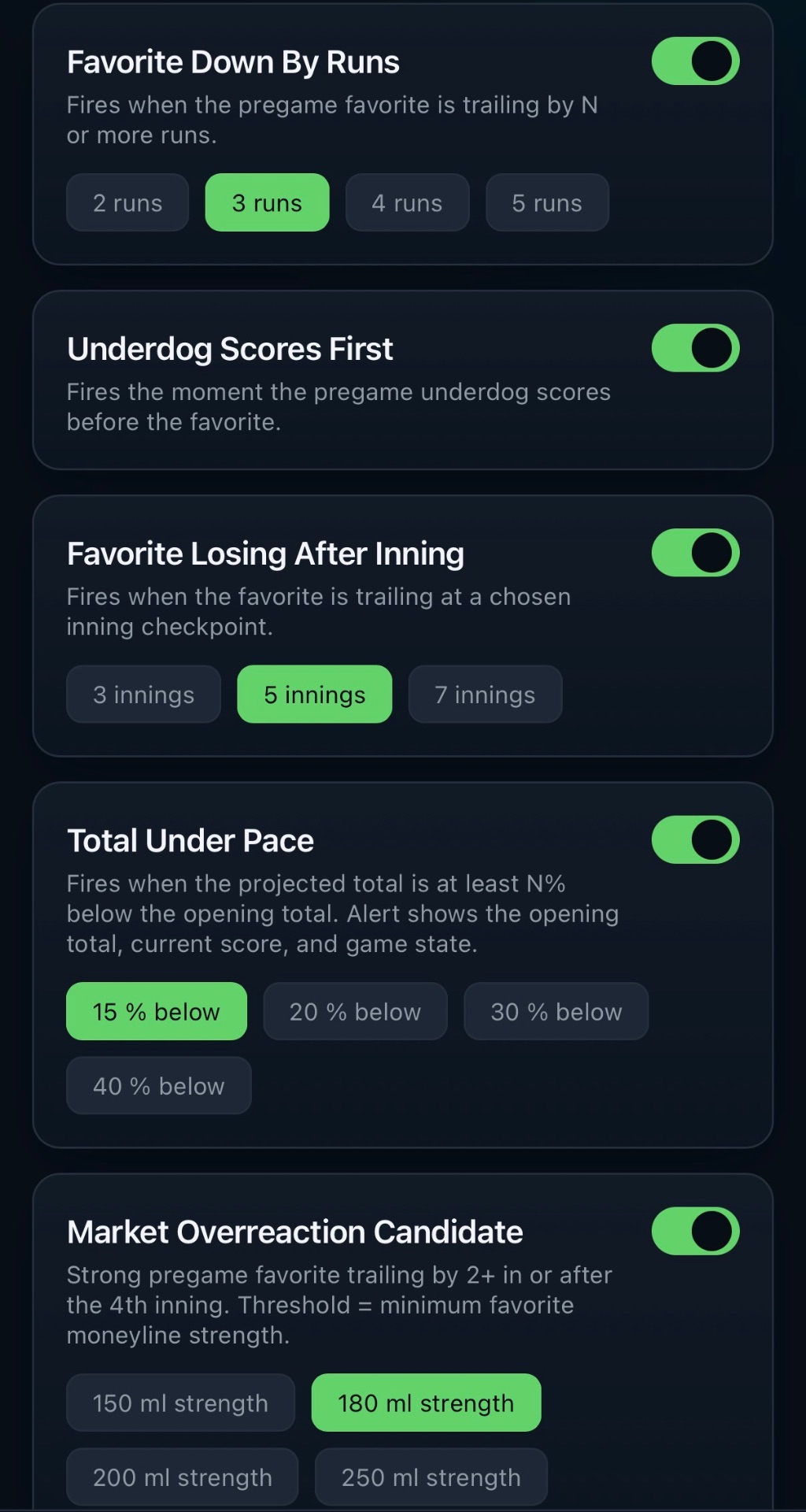 SportsSignal Watchlist screen